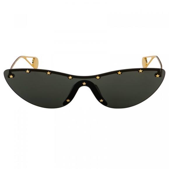 💯 - New - Gucci Grey | Gold Gg0666s Gg Logo Cat Eye Mirrored Sunglasses - Picture 5 of 14